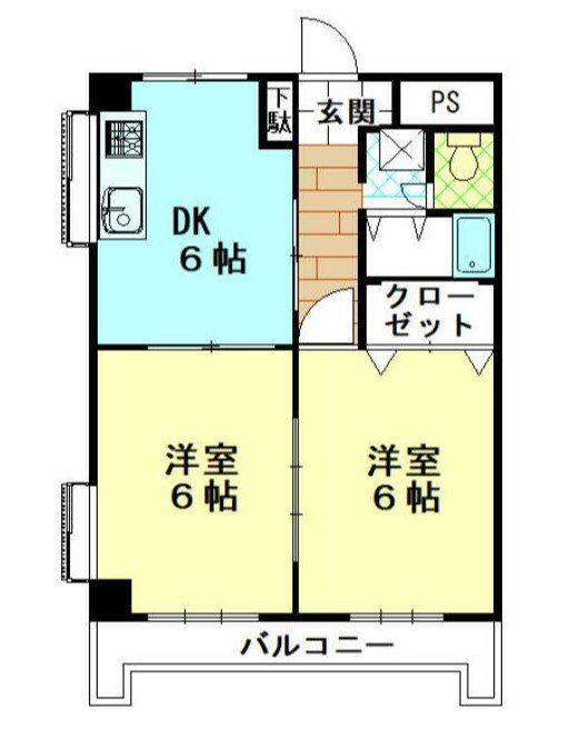 KM桜台(2DK/3階)の間取り写真
