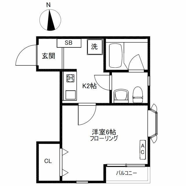 グレース駒沢(1K/2階)の間取り写真