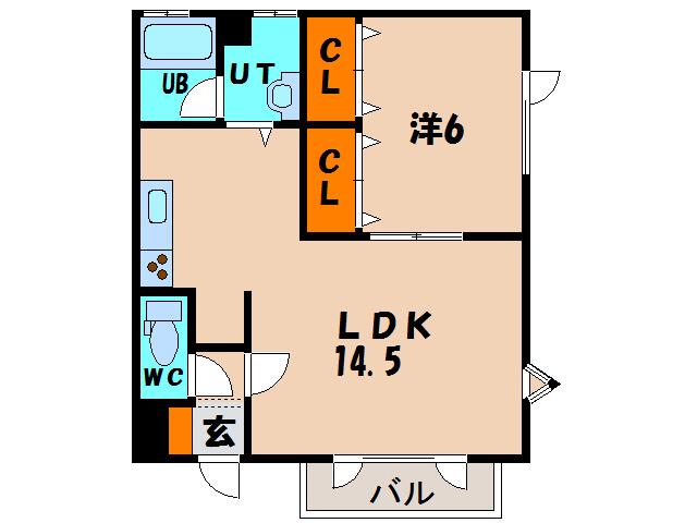 SKマンション(1LDK/2階)の間取り写真