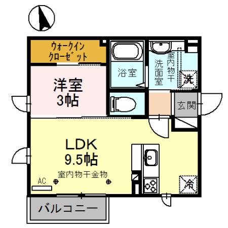 GRAN FELICIA(1LDK/2階)の間取り写真