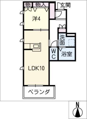 ヘーベルクリア(1LDK/4階)の間取り写真
