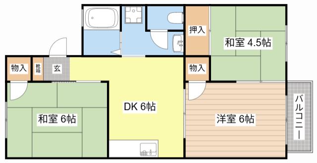 レークハイツ西今(3DK/2階)の間取り写真