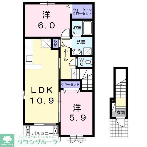 コンフォール A(2LDK/2階)の間取り写真