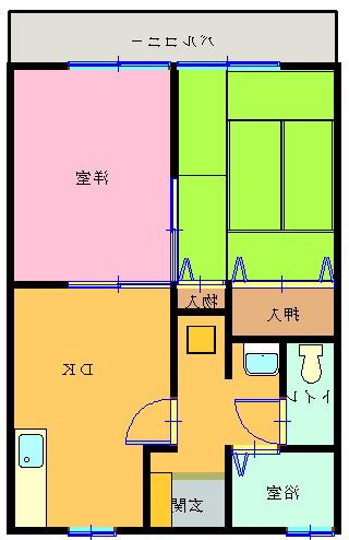 笹原田中アパート(2DK/1階)の間取り写真