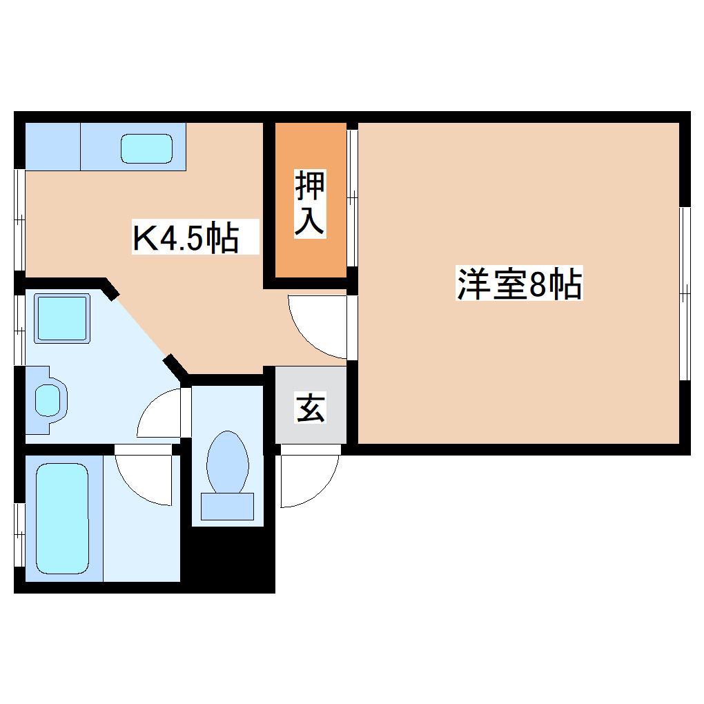 レジデンス黒木(1K/2階)の間取り写真