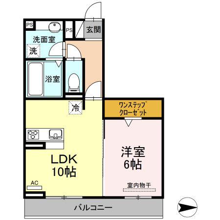 D-グレイス A(1LDK/2階)の間取り写真