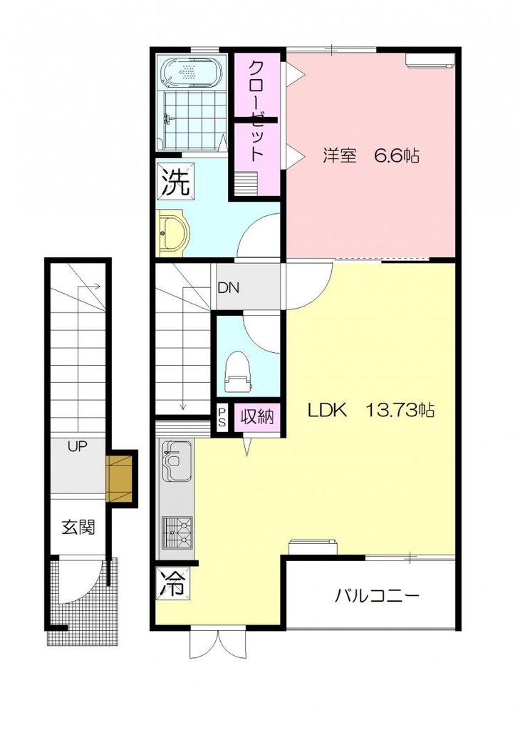 RICH CHILD リッチチャイルド(1LDK/2階)の間取り写真
