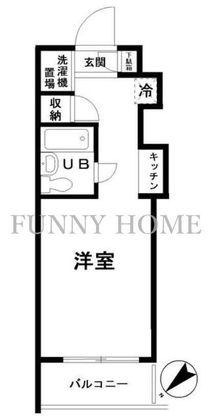 スカイコート世田谷若林(1K/4階)の間取り写真