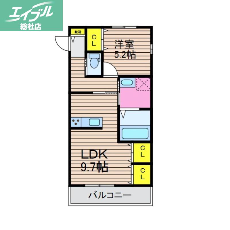 ウィスタリア(1LDK/2階)の間取り写真