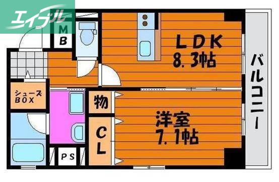 ハートフル医大西(1LDK/9階)の間取り写真