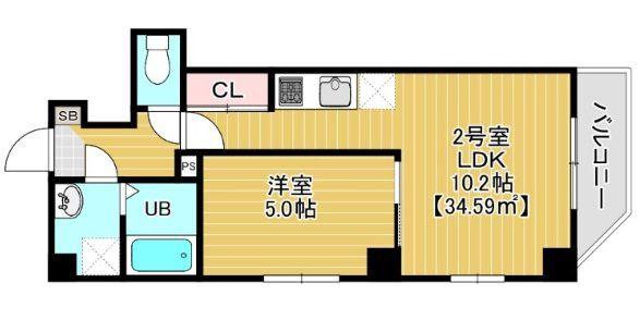 クラージュグラン院内(1LDK/7階)の間取り写真
