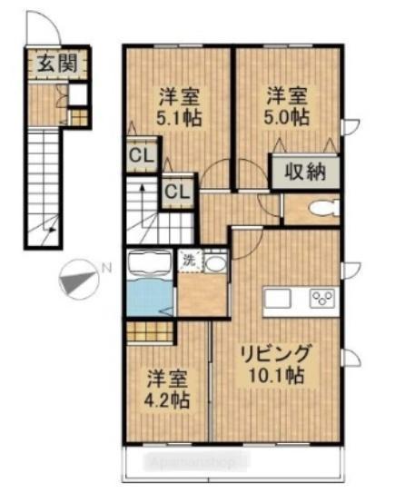ボヌール エステート(3LDK/2階)の間取り写真