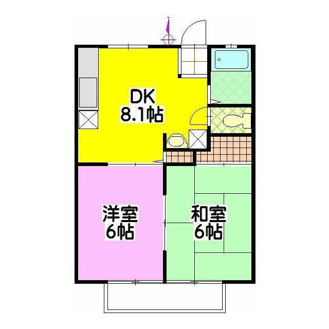 ヴィヴァース絹の台 B(2DK/2階)の間取り写真