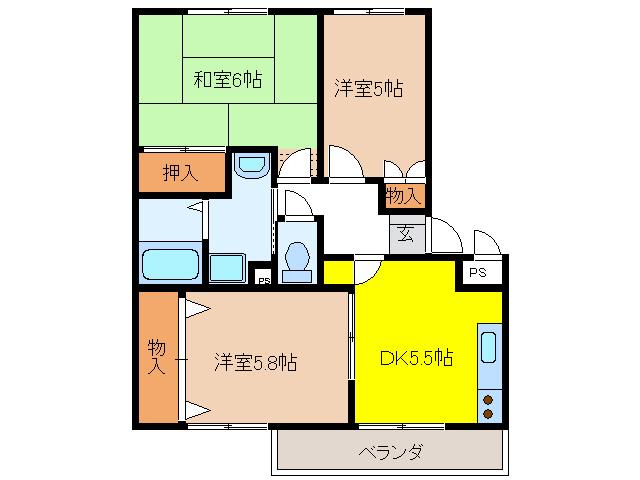 ユートピア正木(3DK/2階)の間取り写真