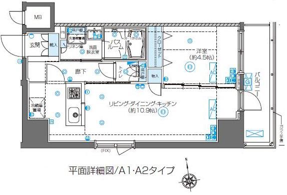 ZOOM東新宿(1LDK/3階)の間取り写真
