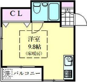 土井マンション(ワンルーム/2階)の間取り写真