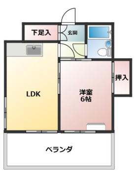 サンコーポ早川(1LDK/1階)の間取り写真