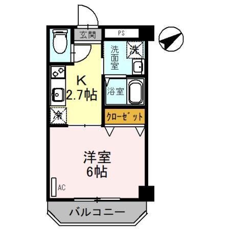 双輪建物第八コーポ(1K/3階)の間取り写真