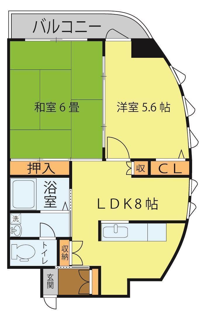 第1ジーオンビル(2LDK/3階)の間取り写真