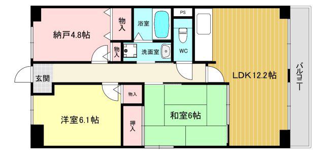 グレンツェント甲東園(2SLDK/3階)の間取り写真