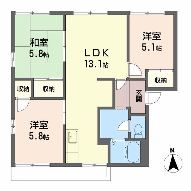 マリポーサ前田(3LDK/2階)の間取り写真