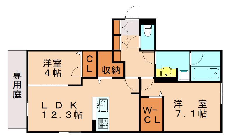 アトレ西折尾(2LDK/1階)の間取り写真