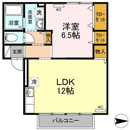 セジュールK(1LDK/2階)の間取り写真