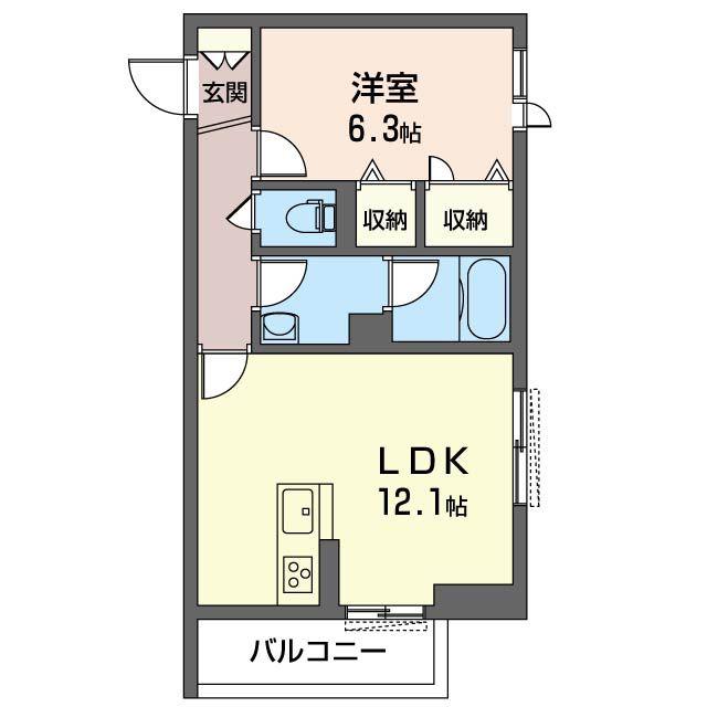 ラリュールI(1LDK/2階)の間取り写真
