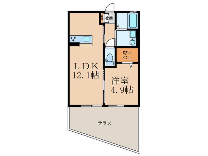 リブフラット横代(1LDK/1階)の間取り写真