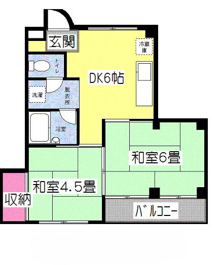 ハイツせせらぎ(2DK/3階)の間取り写真