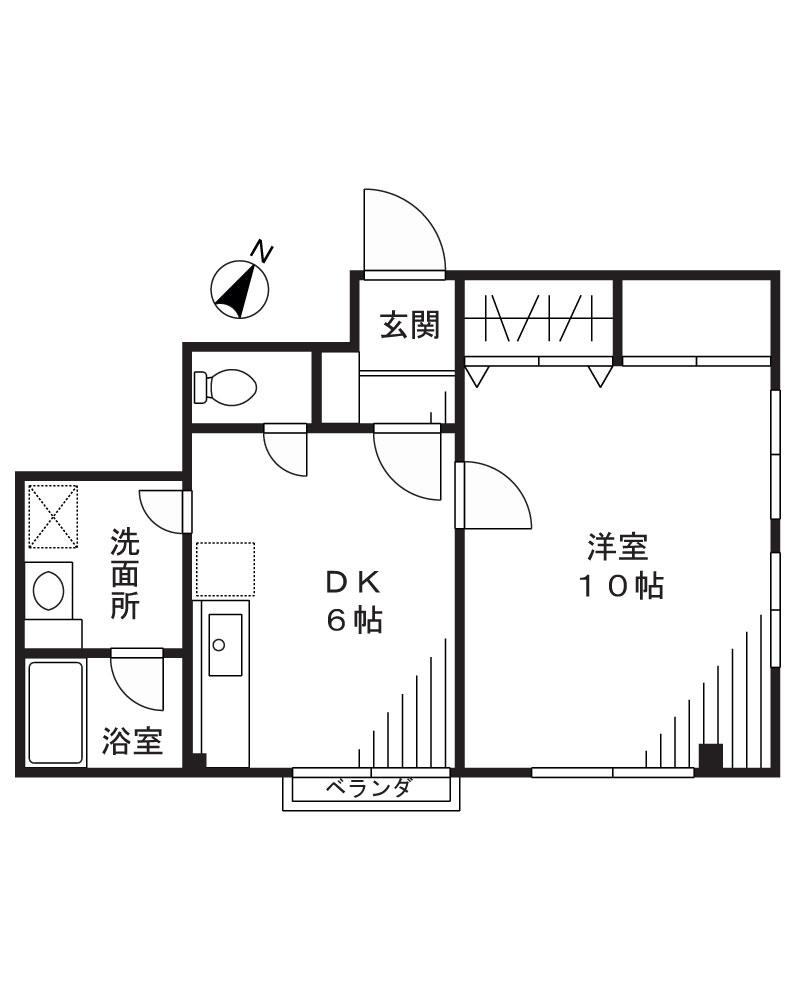 緑ヶ丘グリーンヒルビル(1LDK/2階)の間取り写真
