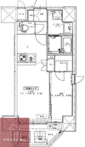 サムティ京橋CLEAR(1LDK/13階)の間取り写真
