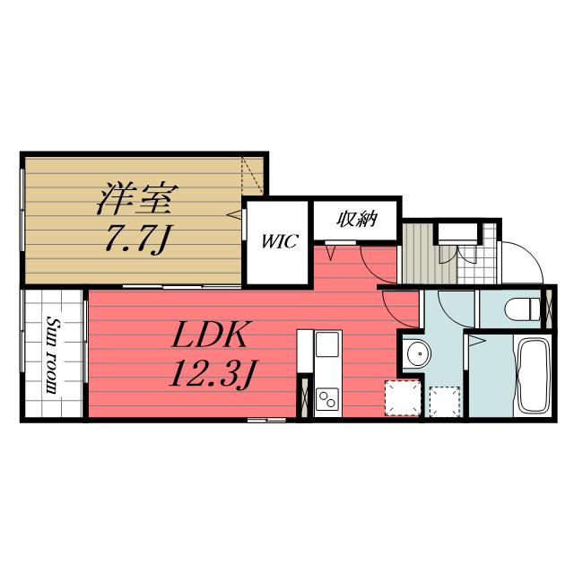 インスラ トウガネ D(1LDK/1階)の間取り写真