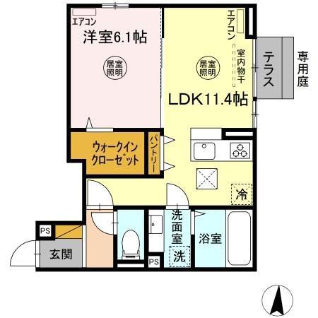 RAFFINE(1LDK/1階)の間取り写真