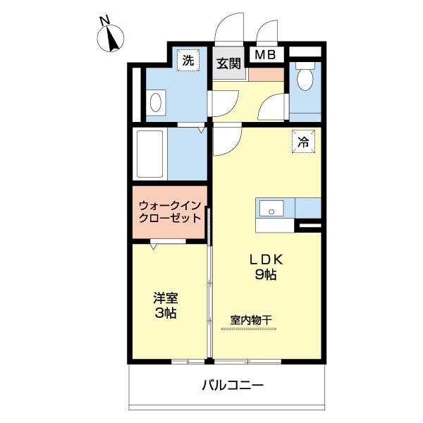 ハーベスト平田(1LDK/3階)の間取り写真
