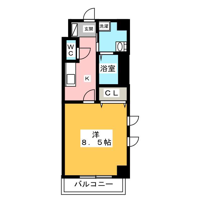 グランメールコート永田町(1K/2階)の間取り写真