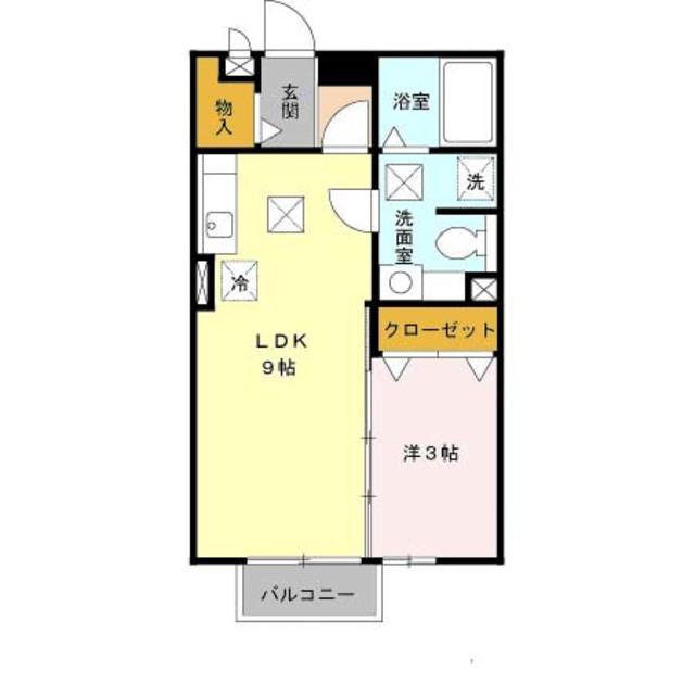 リビングタウン紀三井寺A棟(1LDK/2階)の間取り写真
