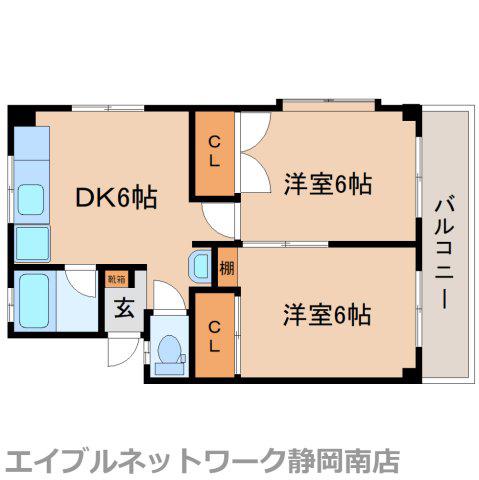 ラッキーハウス(2DK/3階)の間取り写真