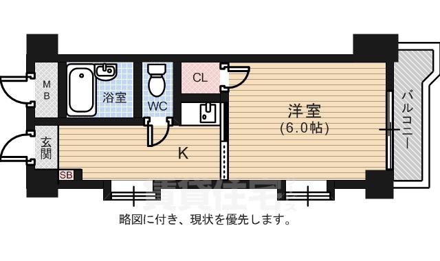 美笠ビル(1K/3階)の間取り写真