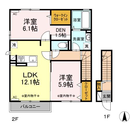 リヴェール マ メゾン(2LDK/2階)の間取り写真