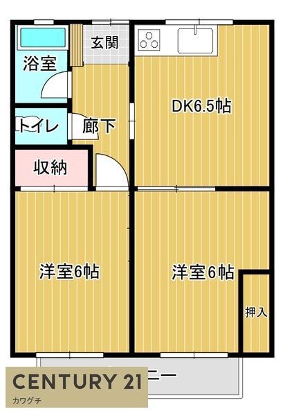 ハニーハイツI(2DK/1階)の間取り写真