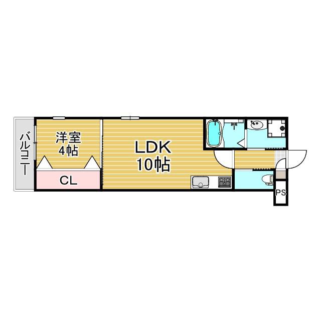 ルチェ・ソラーレII玉出西(1LDK/2階)の間取り写真
