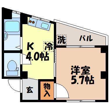 フラワーヒルズII(1K/2階)の間取り写真