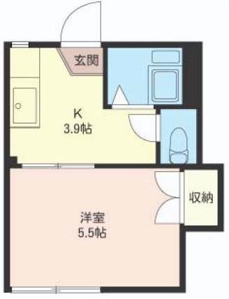 メゾンフラワーB(1K/1階)の間取り写真