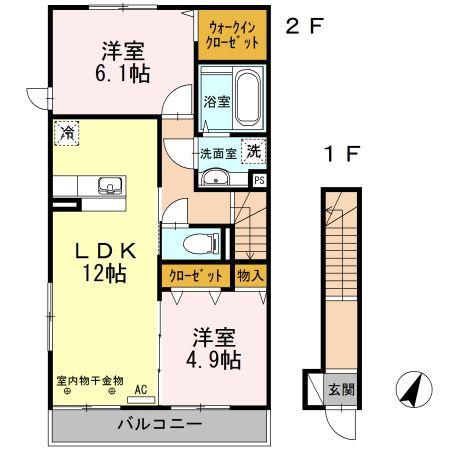 SOLARE不動丸(2LDK/2階)の間取り写真