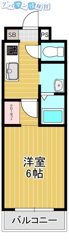 学校町YMマンション(1K/4階)の間取り写真