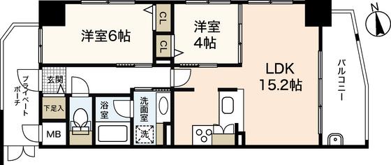 ラルウェンディ縮景園前イースト(2LDK/13階)の間取り写真