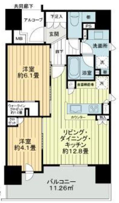 パークホームズ横濱磯子(2LDK/5階)の間取り写真