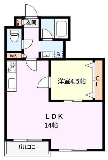 アベニューフラットA(1LDK/1階)の間取り写真