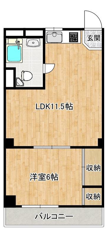 岩崎川口コーポ(1LDK/3階)の間取り写真